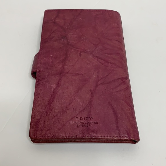 Buxton | Plum Top Grain Cowhide Leather Pocketbook | Travel Card Holder | Clutch - Picture 8 of 14